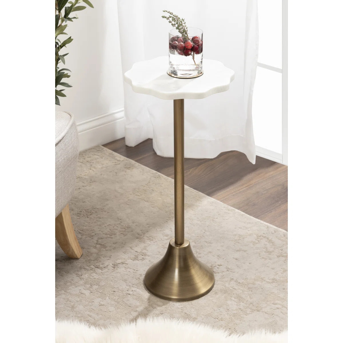 Round Marble and Metal Drink Table | Wayfair North America