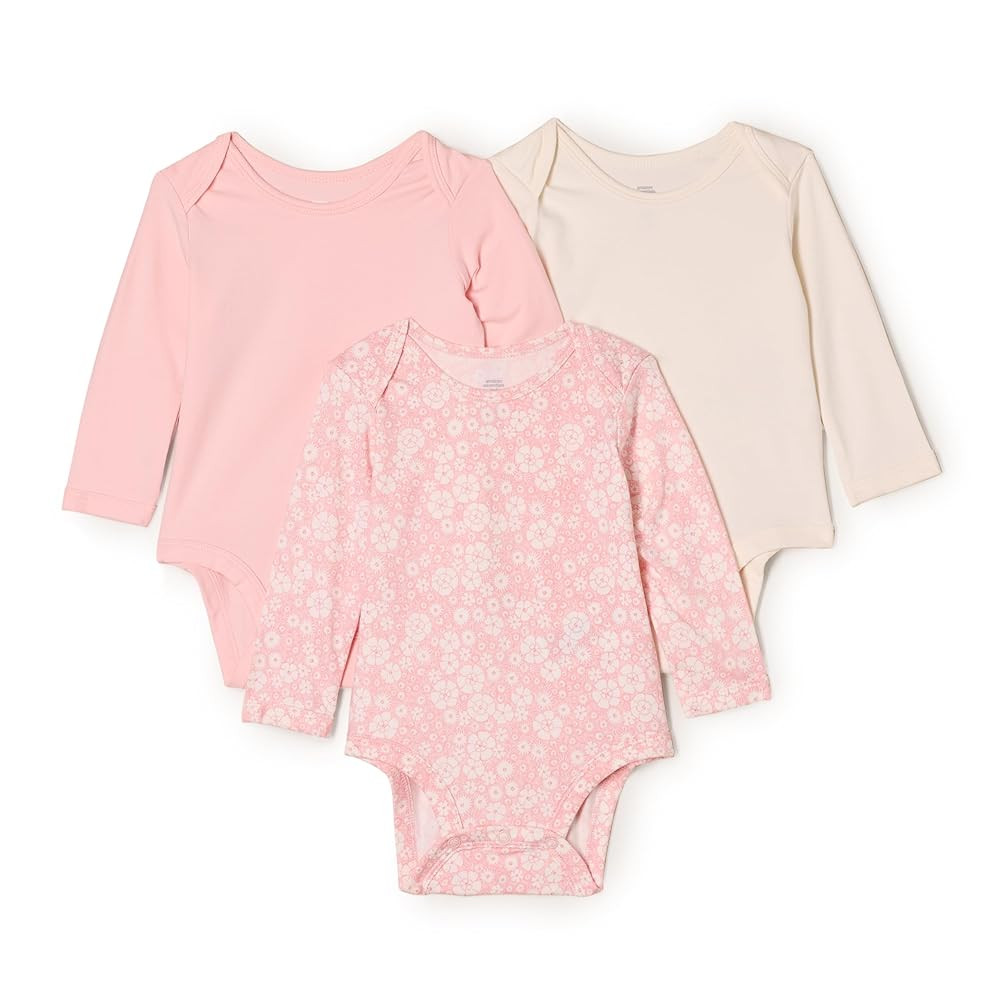 Amazon Essentials x Sofia Grainge Unisex Babies' Long Sleeve Crew Neck Bodysuit, Pack of 3 | Amazon (US)
