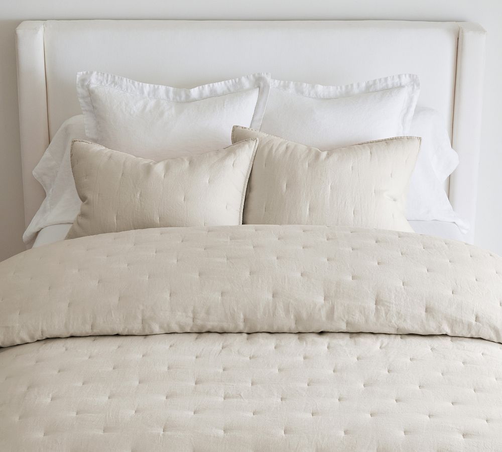 Belgian Flax Linen Tufted Quilted Sham | Pottery Barn (US)
