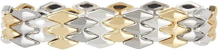 Nine West Boxed Geometric Stretch Bracelet, Silver/Gold/Hematite Tri-Tone | Amazon (US)
