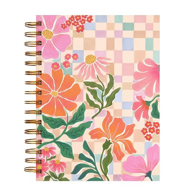 greenroom 6"x8" Spiral Hardcover Notebok 320pg Graphic Floral Checkerboard | Target