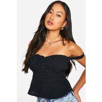 boohoo Women's Corset Top in Black | Size: 6 | Denim | boohoo (US & Canada)
