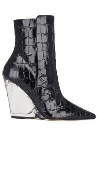 Lucite 100 Wedge Bootie in Black Croc | Revolve Clothing (Global)
