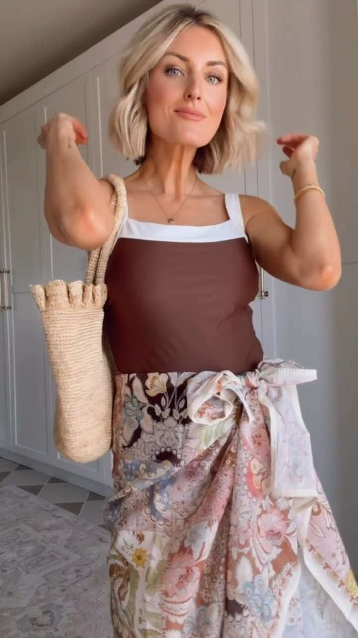 This one piece swimsuit is so flattering! Pairing it with a statement pareo is so fun and the perfect way to elevate your look. Would definitely pack these for vacation for a resort wear look. Wearing M!

Loverly grey, target swim, affordable swim for women, how to style pareo, best swim 2026, resort wear pool style looks 

 #LTKSeasonal #LTKSwim #LTKTravel