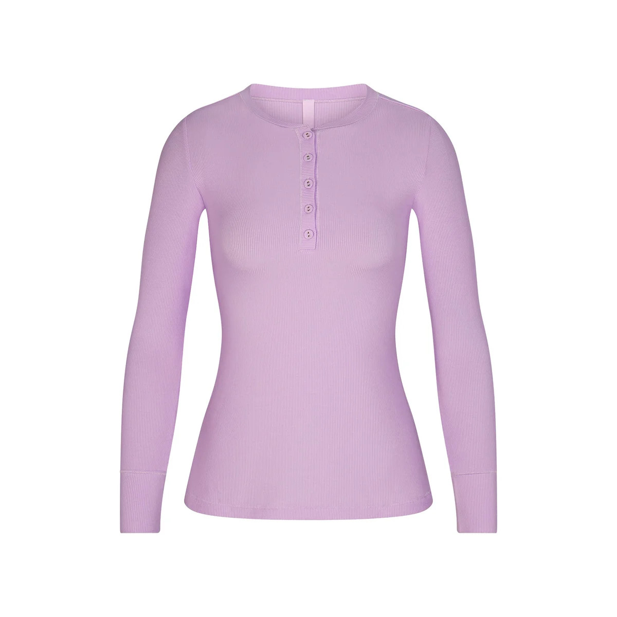 SOFT LOUNGE LONG SLEEVE HENLEY | SUGAR PLUM | SKIMS (US)
