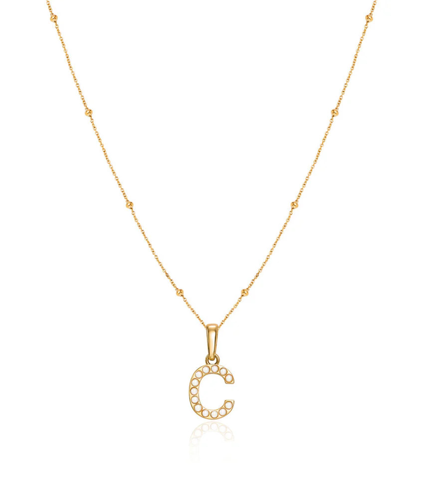 Pearl Initial Sphere Necklace (Gold) | Abbott Lyon