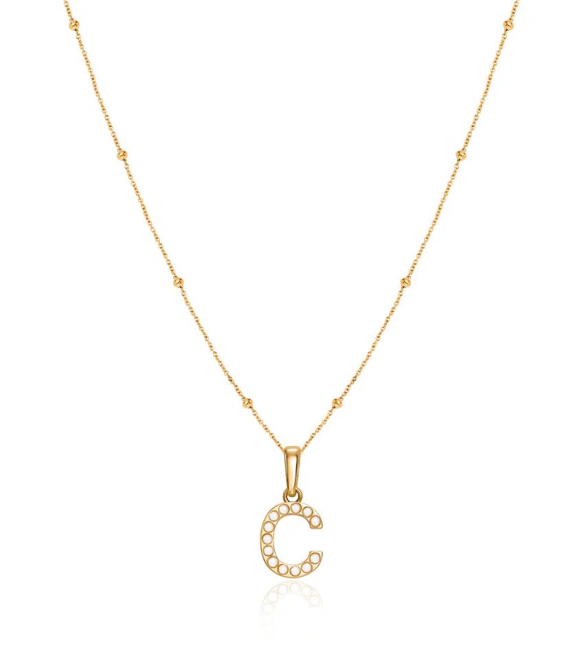 Pearl Initial Sphere Necklace (Gold) | Abbott Lyon