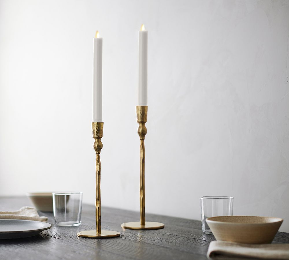 Premium Flickering Flameless Wax Taper Candle | Pottery Barn (US)