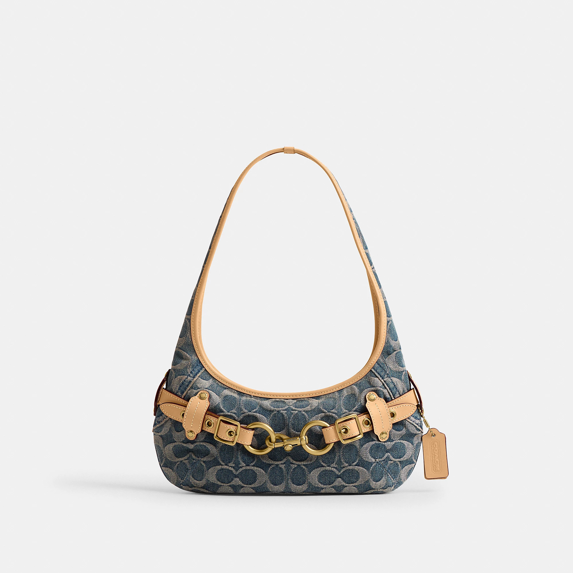 Coach Belted Ergo Shoulder Bag 26 In Signature Regenerative Cotton Denim - Women's - Brass/denim | Coach (US)