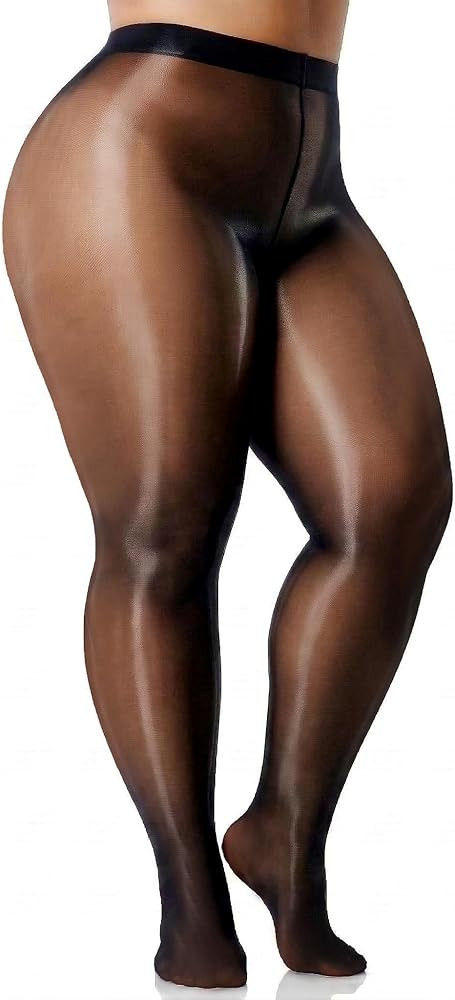 Shiny Tights for Women, Plus Size Black Sheer Ultra Shimmery Pantyhose, Sexy Oil Glossy Stockings... | Amazon (US)