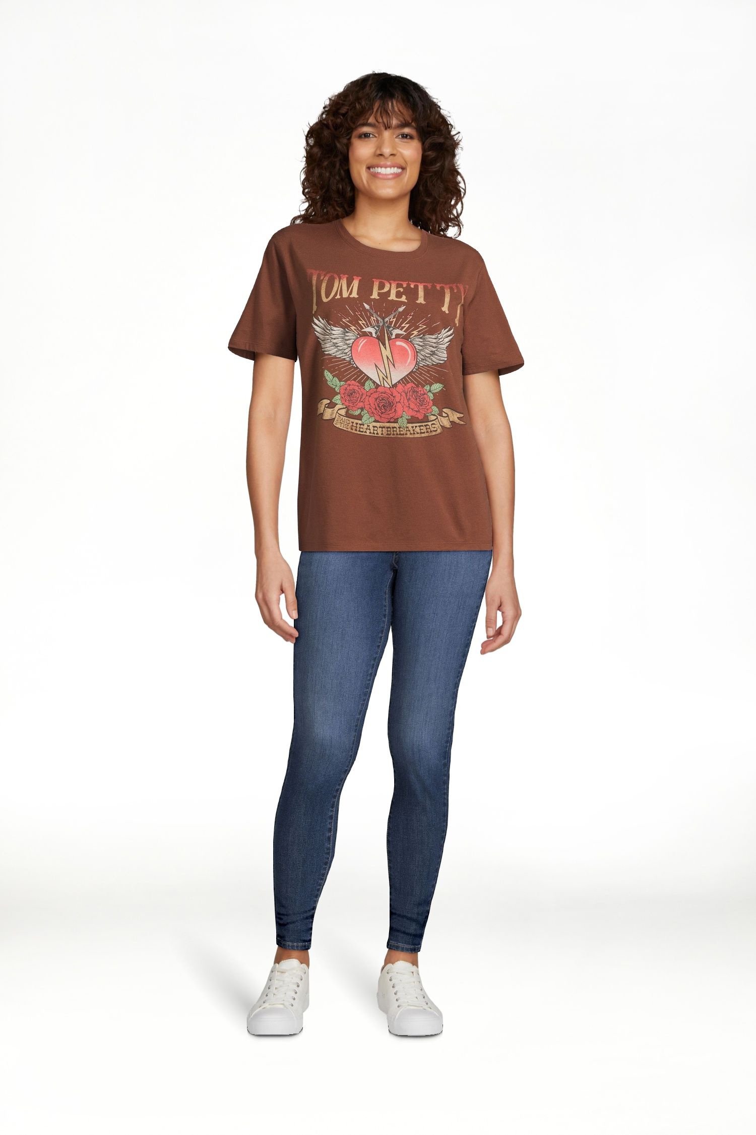 Time and Tru Women’s Tom Petty Graphic Band Tee with Short Sleeves, Sizes XS-XXXL - Walmart.com | Walmart (US)