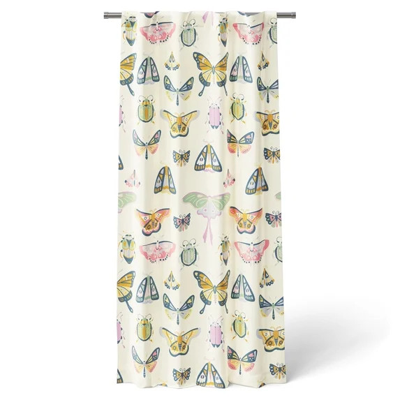 Mainstays Kids Multicolor Butterfly Printed Blackout Rod Pocket with Back Tabs Single Curtain Pan... | Walmart (US)