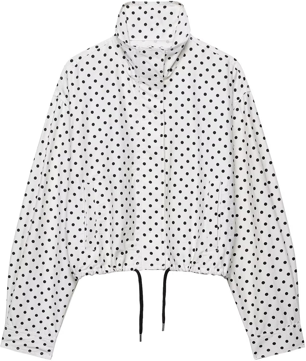 Womens Polka Dot Cropped Jacket Stand Collar Zip Up 2026 Trendy Casual Fashion Jacket Coat with Pockets | Amazon (CA)