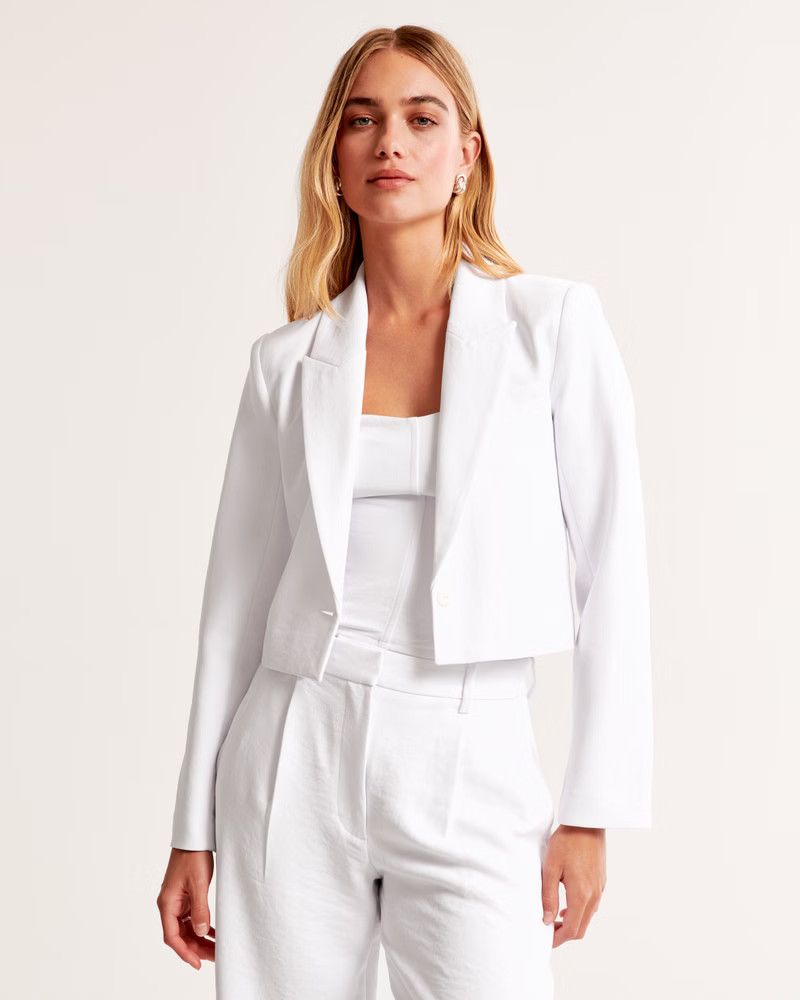 Premium Crepe Cropped Blazer | Abercrombie & Fitch (US)