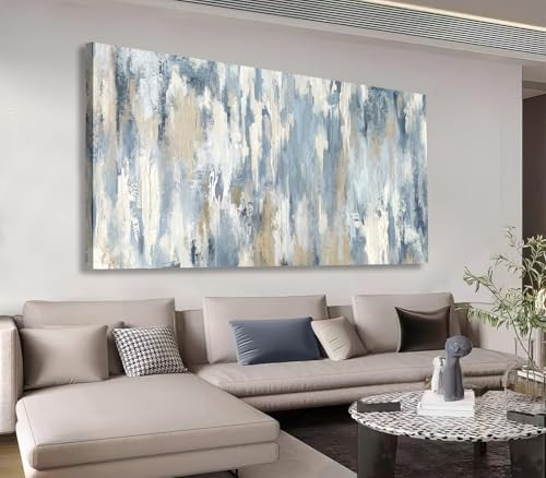 Shoci Large Abstract Wall Art - Gray Blue Beige Canvas Pictures for Living Room Contemporary Painting Prints Decor Modern Graffiti Artwork Wall Art for Bedroom Home Office Decoration 24" X 48" | Amazon (US)