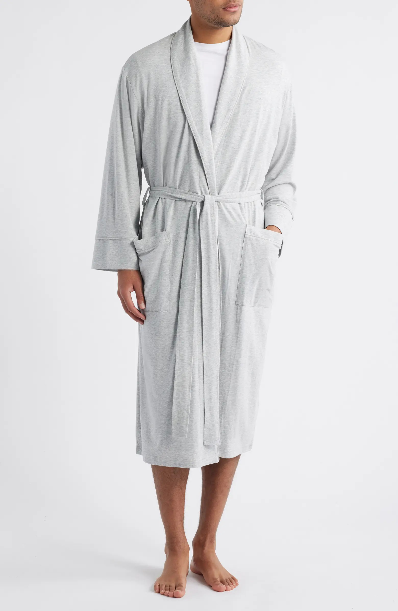 Shawl Collar Heathered Cotton & Modal Blend Robe | Nordstrom