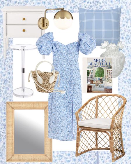 Bright and blue home and fashion🤍 the sleeves are so pretty!

H&M, fashion, fashion finds, dress, summer dress, puff sleeve dress, coffee table book, decorative accessories, rattan mirror, accent chair, nightstand, side table, accent pillow, lighting, bedroom, living room 

#LTKhome #LTKfit #LTKstyletip