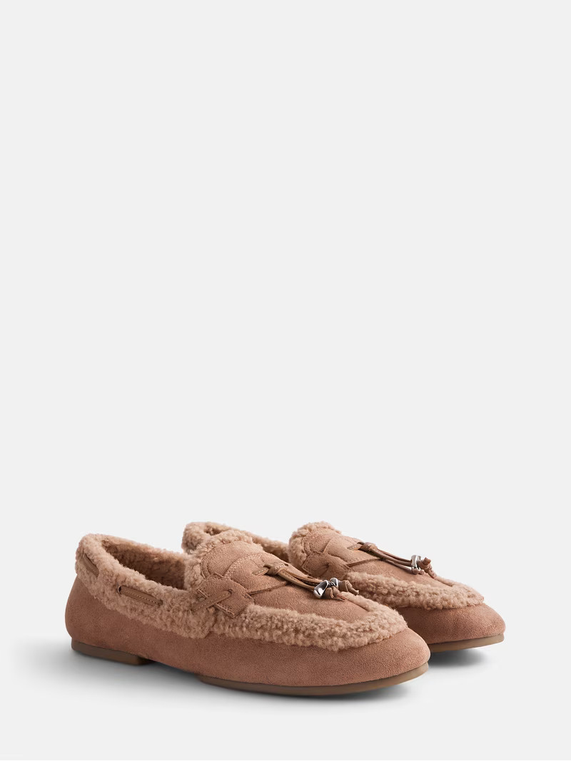 Color Dark tan selectedScenario Women's Fringe Faux Shearling Moccasin FlatsW SN FUR MOCW SN FUR ... | Walmart (US)