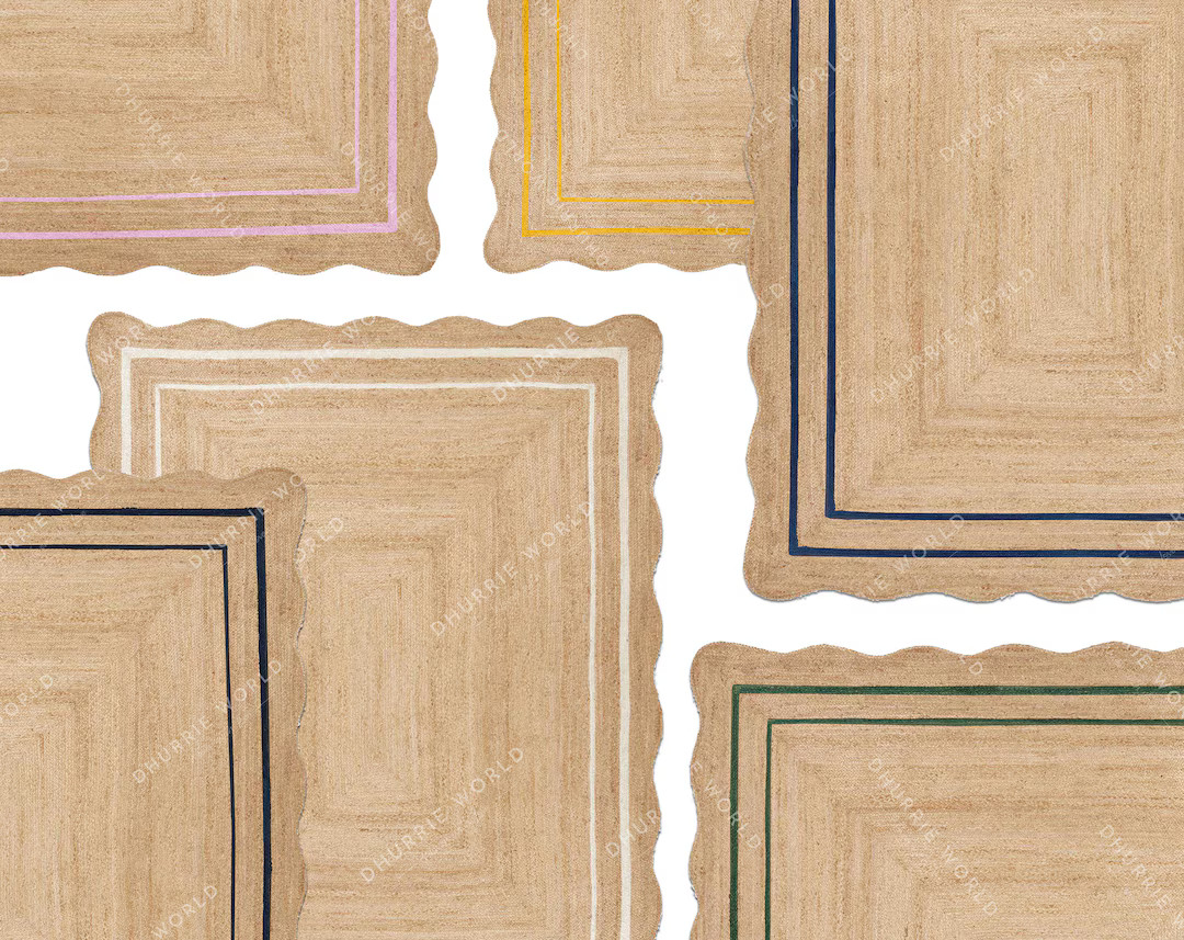 Scallop Jute Rug, Natural Jute Wavy Edge Rug, Scalloped Shape Rug, Bohemian Jute Rug, Boho Decor ... | Etsy (US)