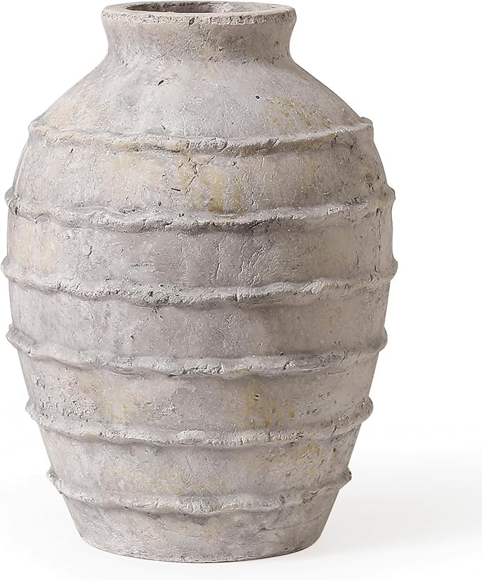 Kokrose Terracotta Vase, White Grey Rustic Farmhouse Decor, Vintage Large Pottery Clay Vase, Cera... | Amazon (US)