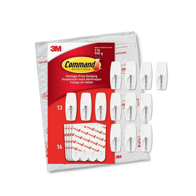 Command Medium Wire Toggle Hooks, White, Damage Free Organizing, 13 Hooks Value Pack | Walmart (US)