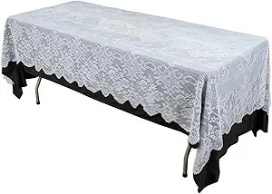 Efavormart 60"x108" Premium Lace White Rectangular Oblong Tablecloth for Banquet Party Wedding Ev... | Amazon (US)