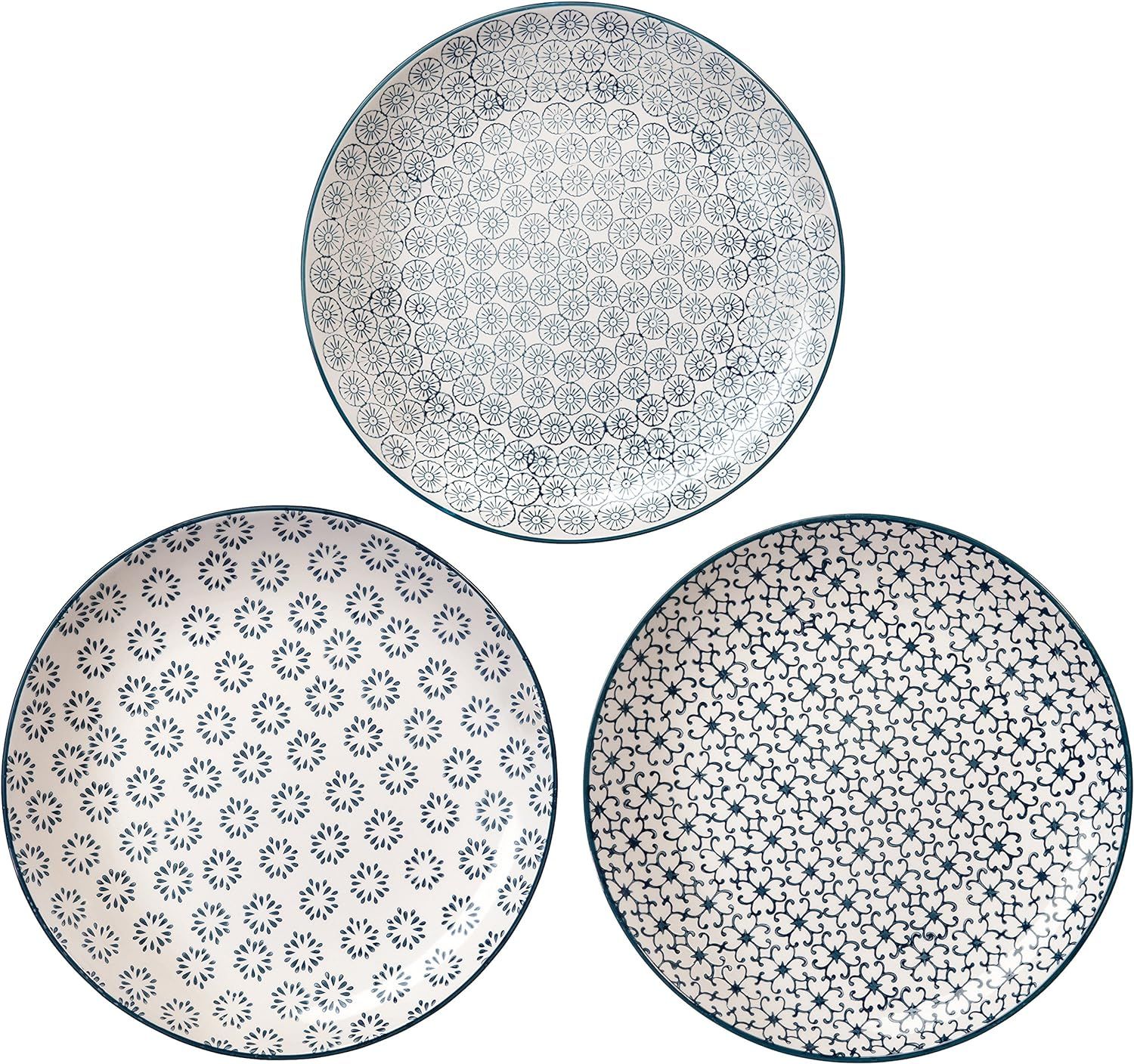 Bloomingville 10'' Dinner Plates Kristina Set of 3 Styles | Amazon (US)