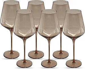 Saludi Smokey Sand Wine Glasses - Perfect for Fall, 16.5oz (Set of 6) Stemmed Single Color Glass ... | Amazon (US)
