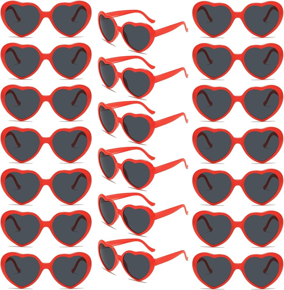 20 Pack Red Heart Sunglasses Bulk for Women Girls Heart Sunlasses for Bachelorette Party Favors | Amazon (US)