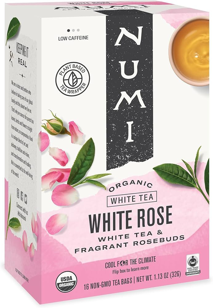 Numi Organic White Rose Tea, 16 Tea Bags, White Tea & Fragrant Rosebuds, Low Caffeine (Packaging ... | Amazon (US)