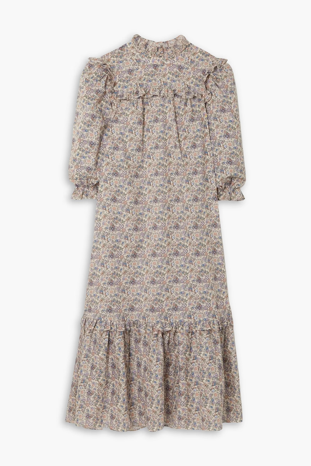 Estelle ruffled floral-print cotton-voile midi dress | The Outnet (US and CA)