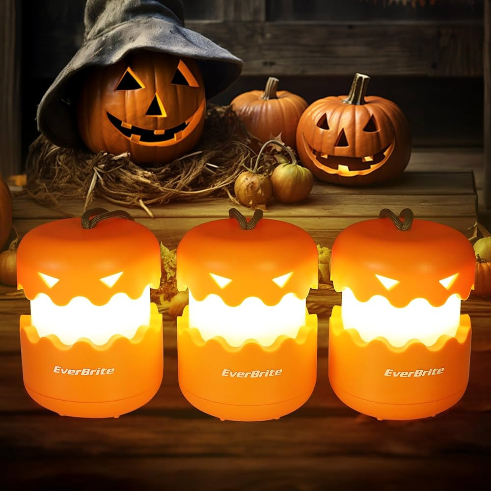 EverBrite 3-Pack Halloween Pumpkin Lantern, Collapsible Jack O Lantern Pumpkins with Lanyard, Hal... | Amazon (US)