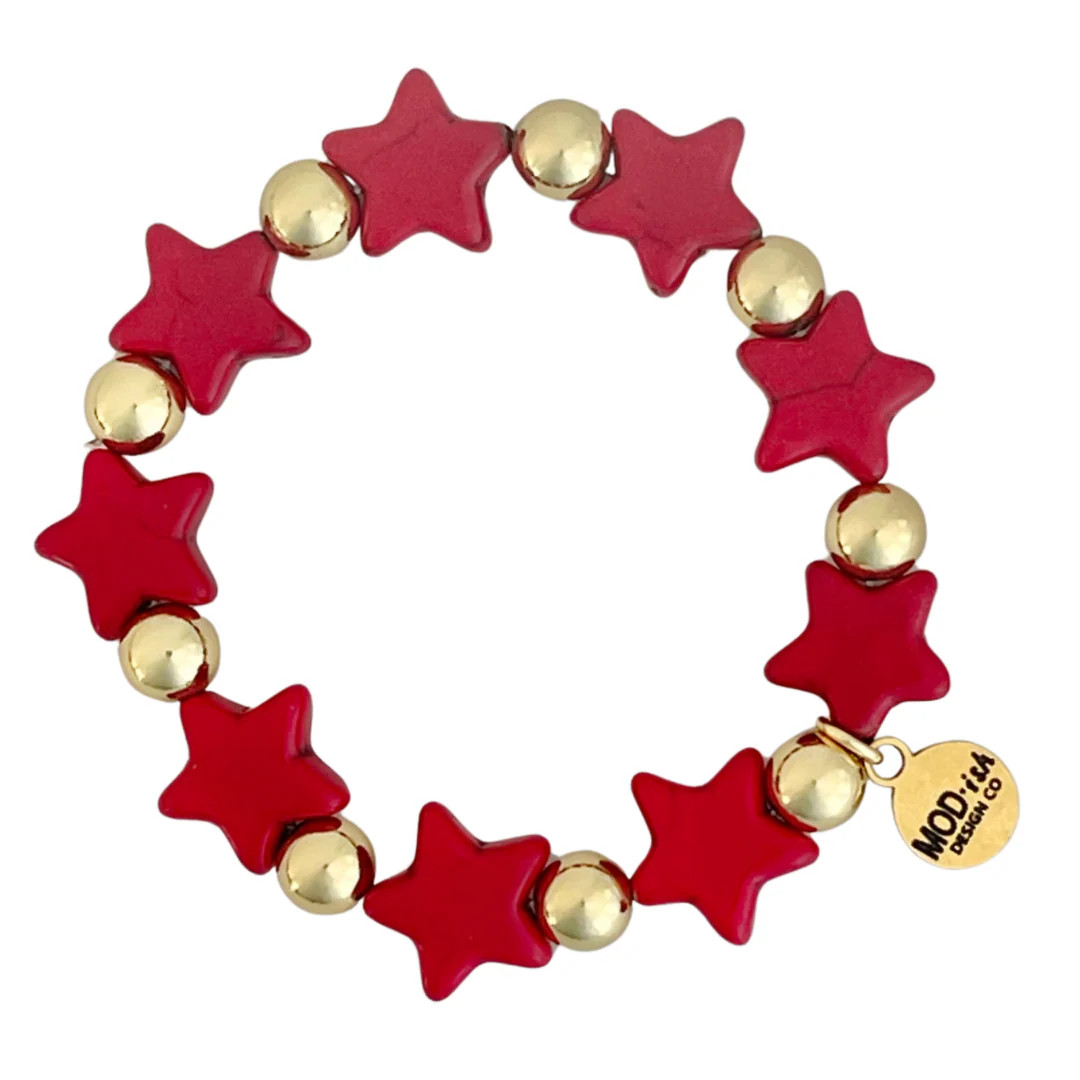 Howlite Star Bracelet - Red | MODish Design Co