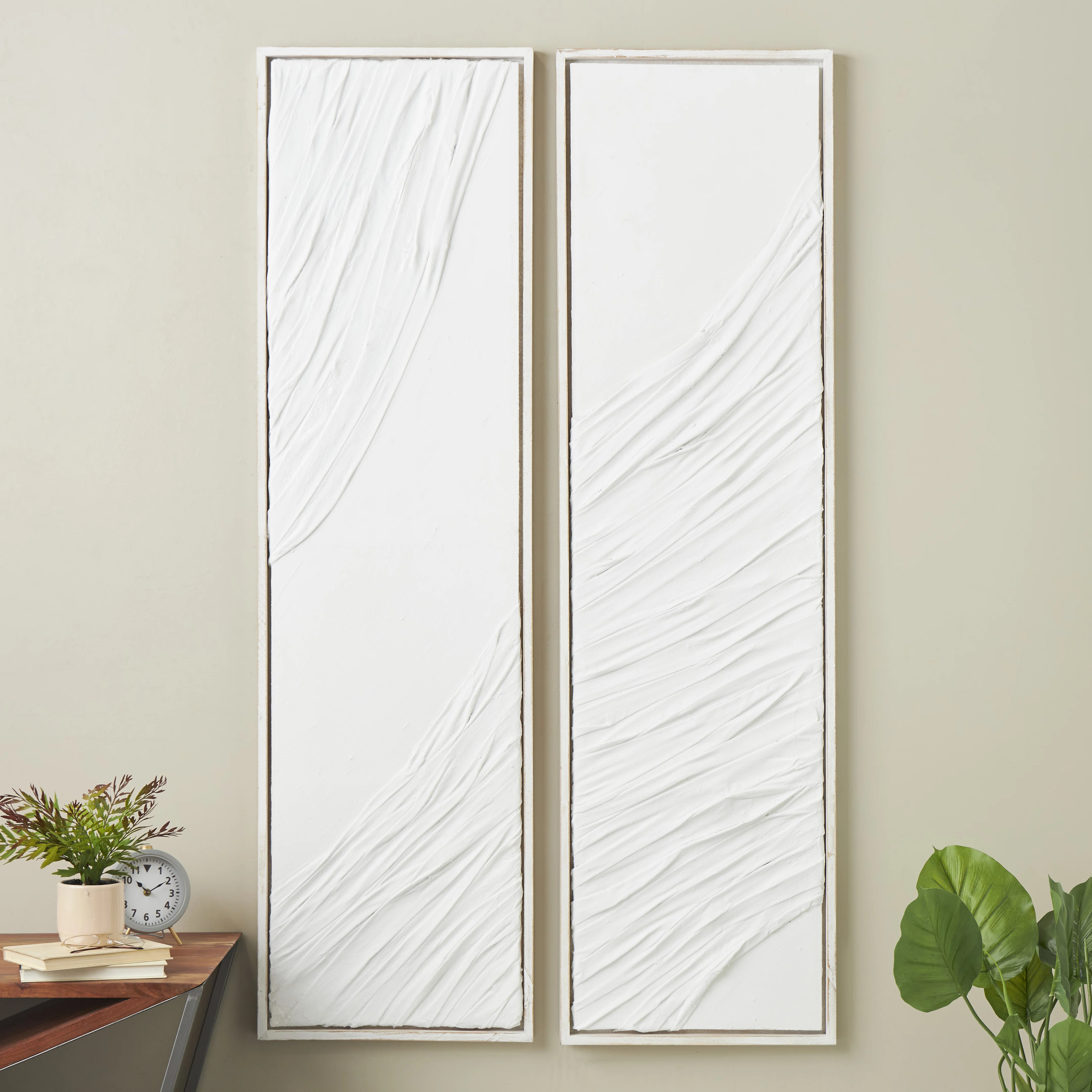 Ivy Bronx Wood Dimensional Wavy Textured Panel Abstract Cream Wall Decor Set & Reviews | Wayfair | Wayfair North America