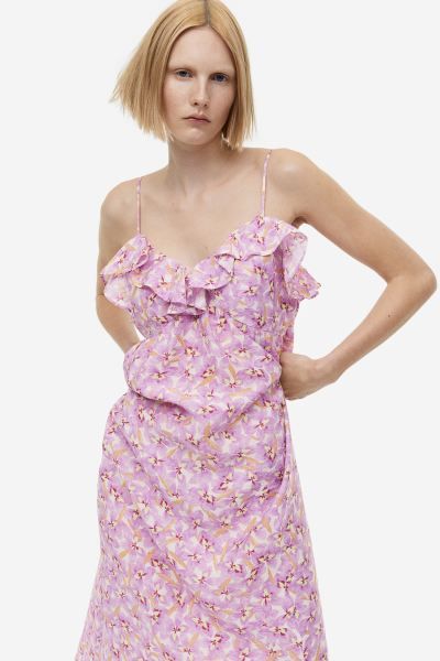 Sleeveless V-neck Dress - Light purple/floral - Ladies | H&M US | H&M (US + CA)