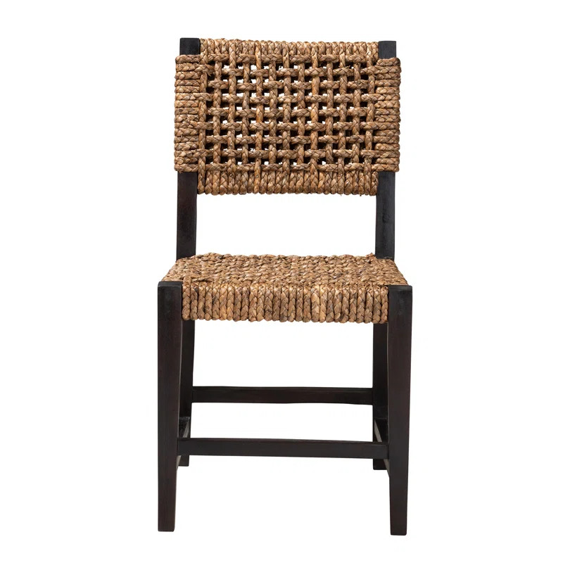 Ulammandakh Mahogany Solid Wood and Seagrass Side Chair in Natural Brown | Wayfair North America