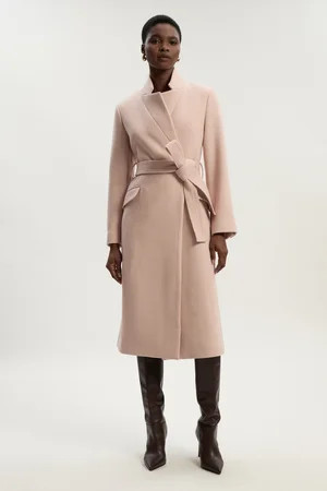 Wool Investment Notch Neck Tailored Midi Coat | Karen Millen UK + IE + DE + NL
