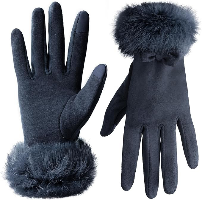 Vagasi Women Touch Screen Gloves, Fleece Lined Winter Gloves for Ladies, Thermal Suede Gloves Fur... | Amazon (US)