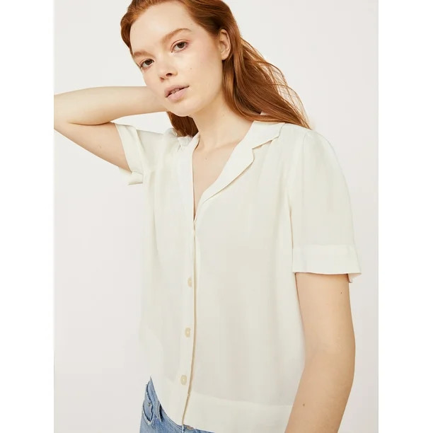 Free Assembly Women’s Short Sleeve Camp Shirt | Walmart (US)