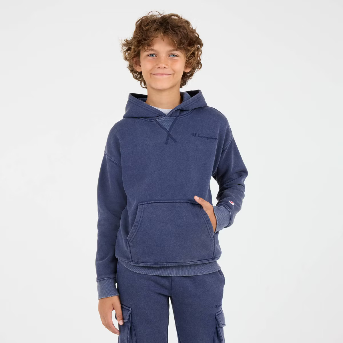 Champion Boys' Oversized Washed Fleece Hoodie - Green L | Target