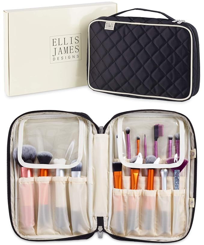 Ellis James Designs Makeup Brush Bag Case Organizer in Black – Professional Designer Make Up Tr... | Amazon (US)