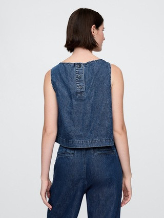 UltraSoft Denim Cropped Shell Tank Top | Gap (US)