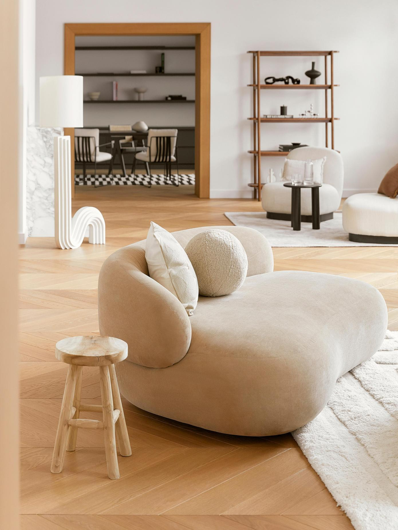 Coussin rond en peluche Dotty | Westwing | Westwing EU