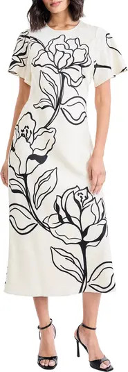 Floral Short Sleeve Midi Dress | Nordstrom