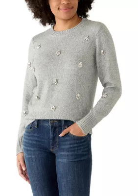 Women's Long Sleeve Embellished Cluster Sweater | Belk