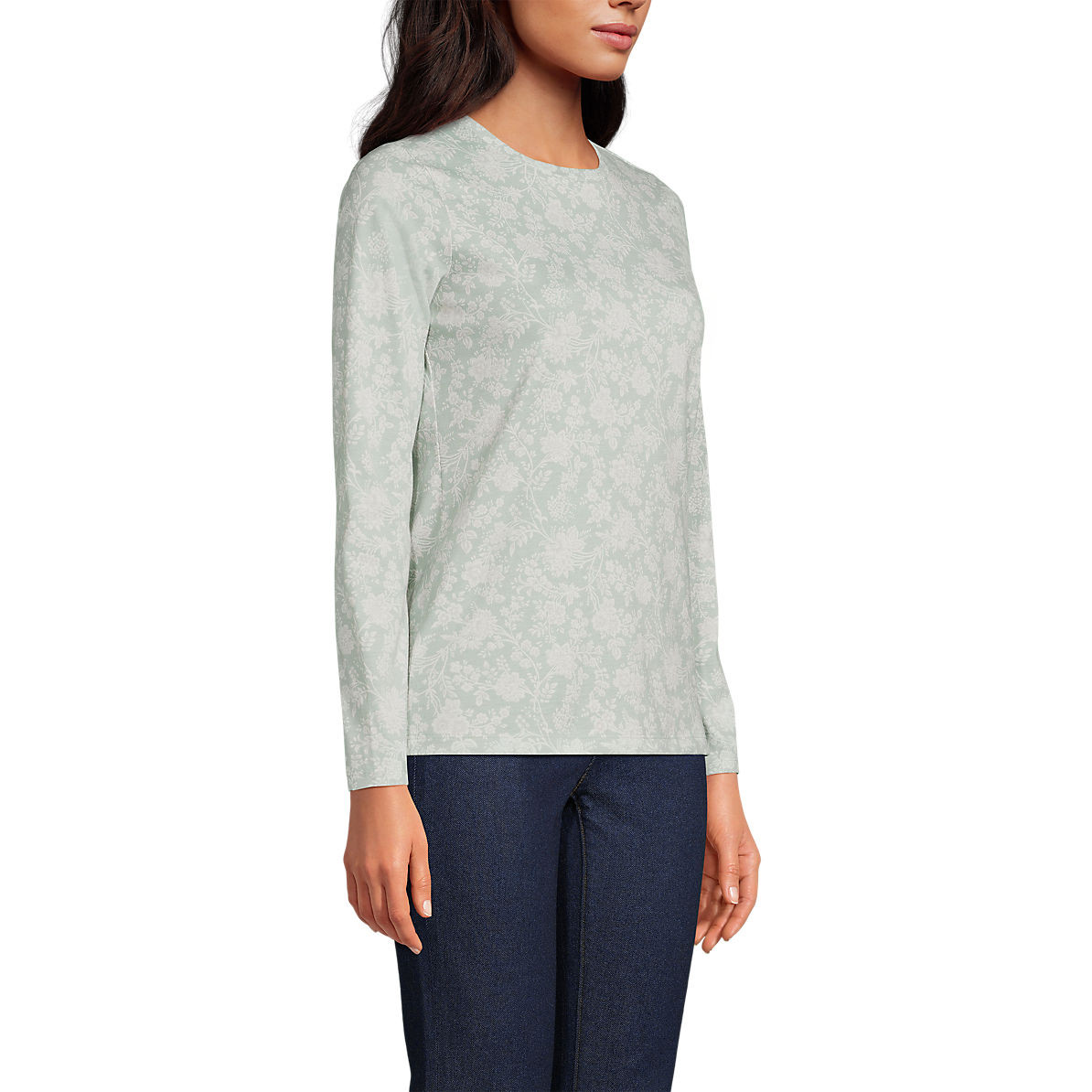 Women's Relaxed Supima Cotton Long Sleeve Crewneck T-Shirt | Lands' End (US)