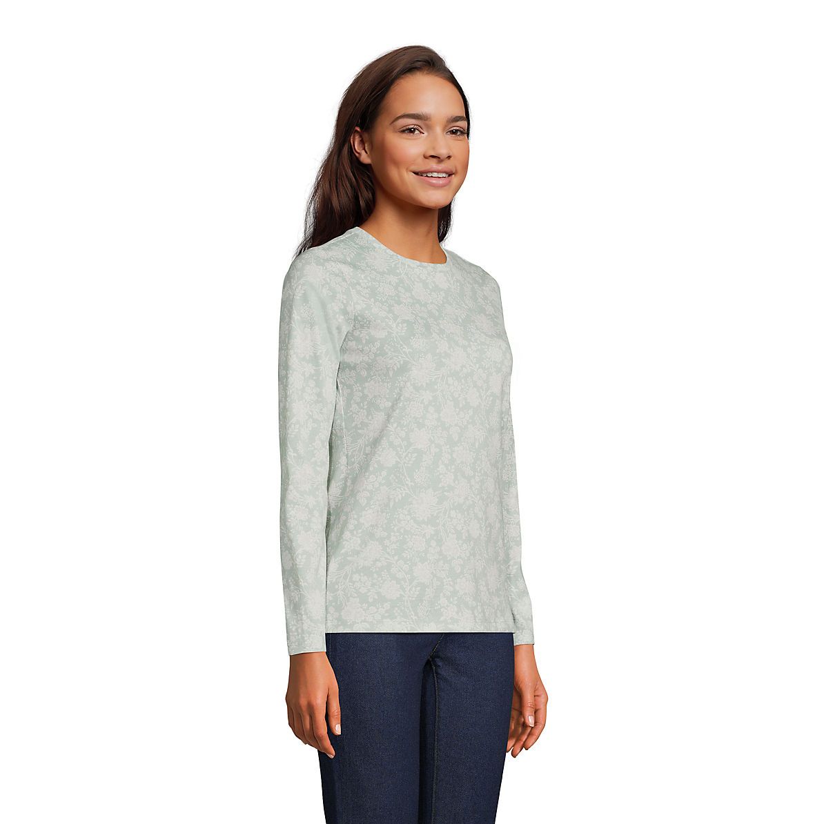 Women's Relaxed Supima Cotton Long Sleeve Crewneck T-Shirt | Lands' End (US)
