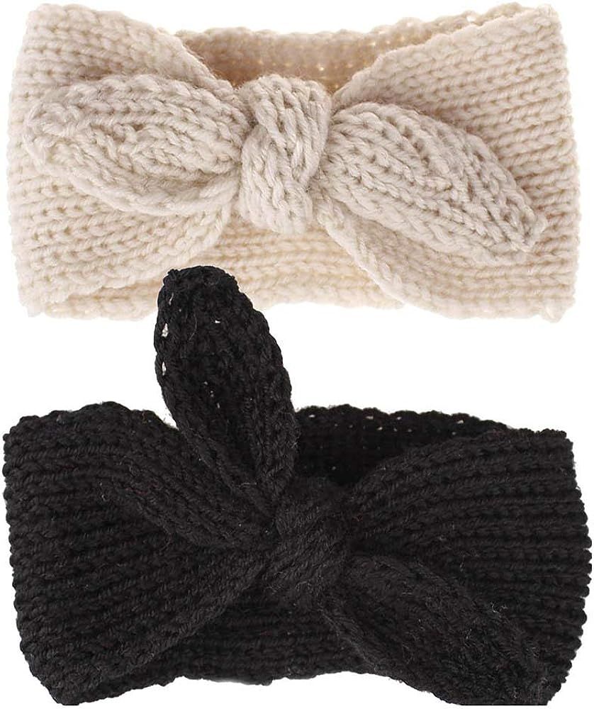 Turban Headband Baby Girl - Warm Rabbit Knot Hair Band, Knit Head Wrap for Newborn, Toddler and C... | Amazon (US)