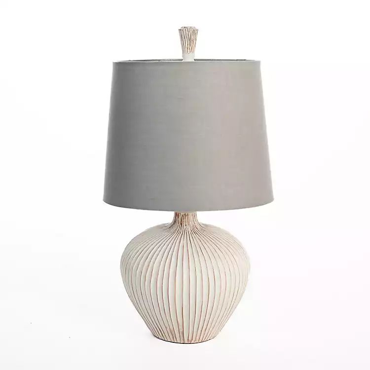 New! Whitewash Ribbed Gourd Table Lamp | Kirkland's Home
