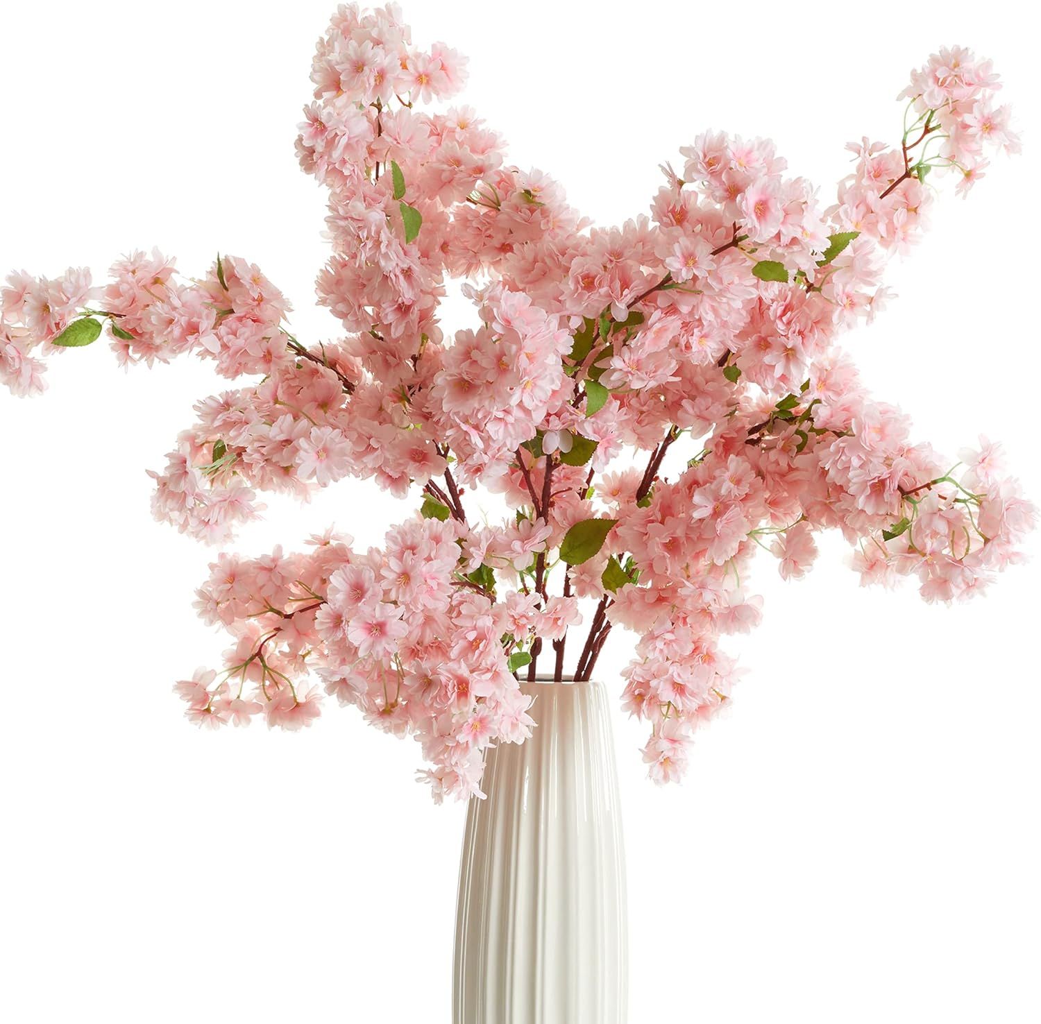 PARTY JOY 6PCS Cherry Blossom Branches, Artificial Fake Flowers Stems Silk Tall Flower Arrangemen... | Amazon (US)